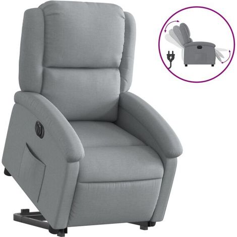 Chaise relaxante électrique réglable en tissu gris clair – Fauteuil massant avec fonction inclinable, repose-pieds et contrôle tactile, idéal pour salon ou bureau (1/5)