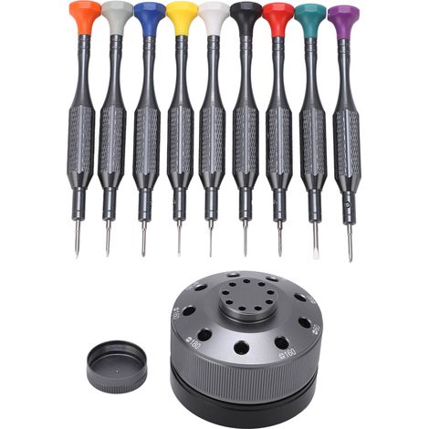 Lot de 10 tournevis d'horlogerie, base rotative multifonction stable, couleurs assorties (1/5)