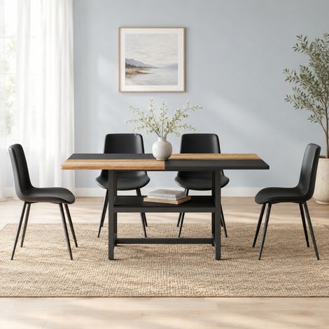Set pranzo 160 cm MDF/metallo marrone/nero con vano contenitore – MEUBLIV (1/5)
