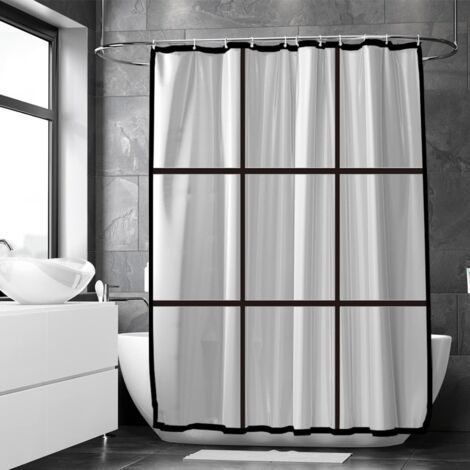 Rideau de Douche Anti-moisissure 180 x 200 cm – Imperméable – PEVA Mat Transparent – avec Anneaux – Rideau de Douche Transparent – Shower Curtain (1/5)