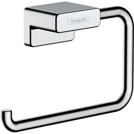 AddStoris - Porte-papier WC, Distributeur de papier toilette pour montage mural, Support de rouleau de papier toilette, fixation cachée, Accessoires de salle de bains, Chromé, 41771000 (1/5)