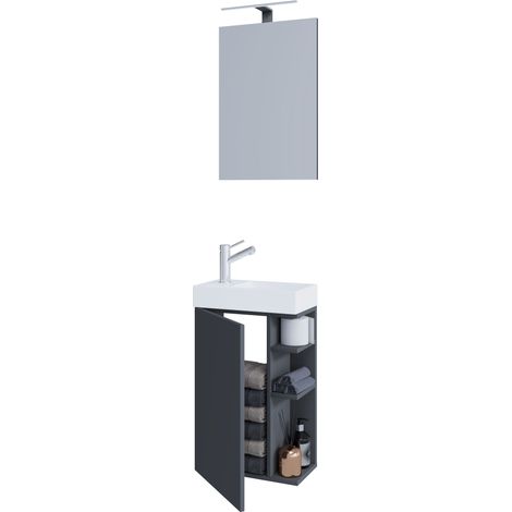 2 pezzi lavabo mobili da bagno Lumia Specchio 129x40x22 - VCM
