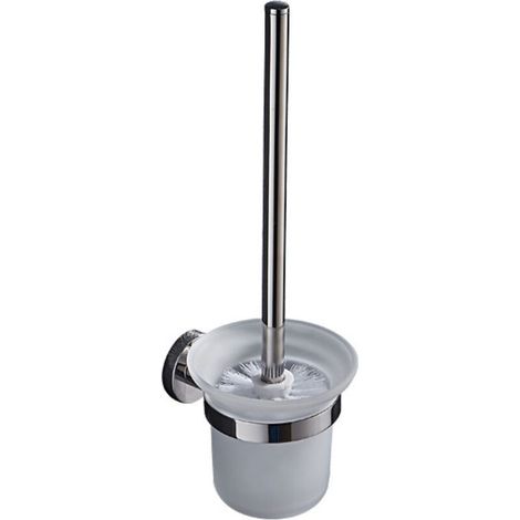 Ensemble brosse de toilette en acier inoxydable 304, porte-brosse de toilette mural, tasse en verre (version perforée)