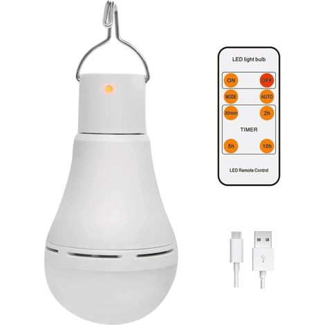Lampadina ricaricabile tramite USB con telecomando, LED da 7 W dimmerabile, emergenza per campeggio all'aperto (1/4)