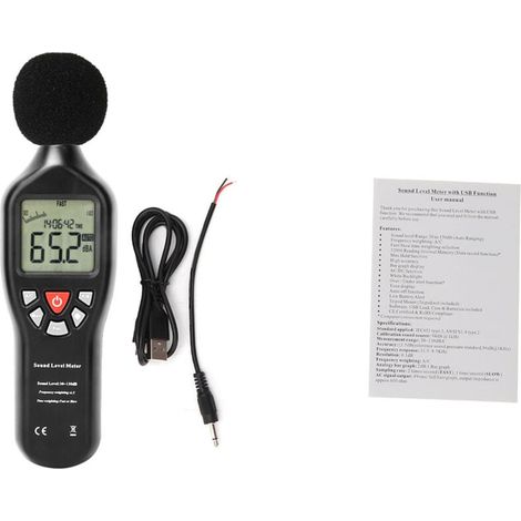 Sonomètre Professionnel Enregistreur de Données Testeur de Bruit Audio 30dB à 130dB (1/4)