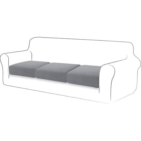 Stretch-Kissenbezug – für 3-Sitzer-Sofa – Elastischer Jersey – Hellgrau – 1 Stück (1/5)