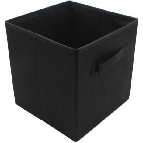 Black Fabric Foldable Storage Box, 27cm Wide x 27cm Long x 28cm High, Without Lid, Drawer Type, 1 Piece (1/5)