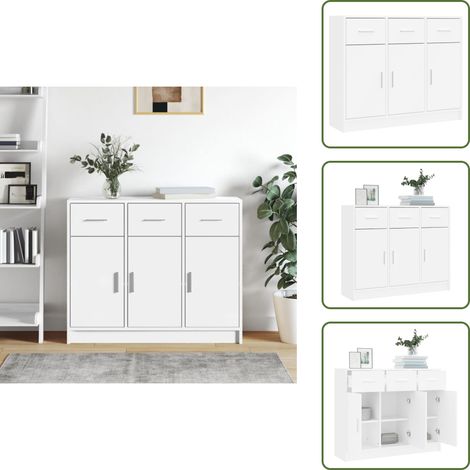 Sideboard Weiß 91x28x75 cm Holzwerkstoff - Schreibtisch - Wohnzimmermöbel - Sideboard - Regal - Holzmöbel (1/5)