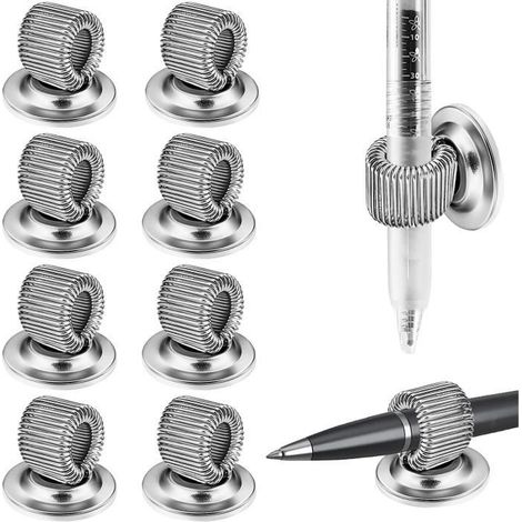 Porte-stylo en Acier au Manganèse - 10pcs - Clip de Porte-Stylo Réglable - Autocollant - Argent