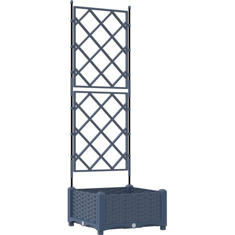 Jardinière,Bac à fleurs,Pot de fleurs avec Treillis Gris 40 x 40 x 125.5 cm PP CFW89096 (1/5)