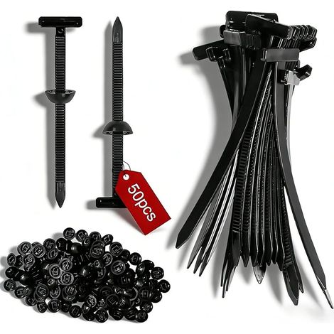 50 Pièces Cable Ties Noirs, Attache Autobloquante D'une Longueur de 95 mm, Serre Cable Nylon Universal avec Verrouillage, pour La Organisation de La Ligne et La Fixation Des Équipements