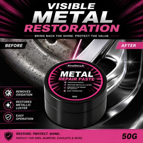 KineShineX Metal Repair and Polishing Compound - Removes Oxidation, Rust, and Dullness Maintains Chrome Plating on Stainless Steel (1/4)