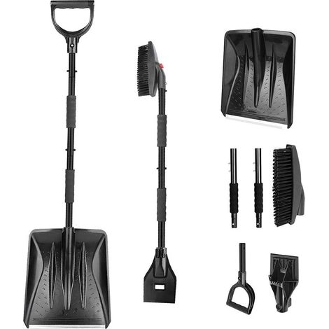 Kit of shovel to snow portable 3 in 1 with scraper to glace and brush to snow, set of snow removal foldable emergency for the garden, the camping, the car, the trucks and other activities (1/5)