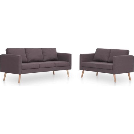 2 pcs Ensemble Canapés droits, Canapé de relaxation Meuble de Salon, Tissu Taupe OIB2801E (1/5)