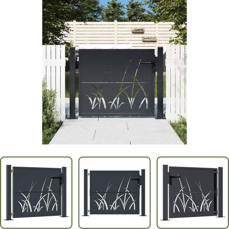 Portail extérieur - Portail de jardin Anthracite 100x75 cm Acier Design Herbe (1/5)