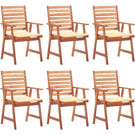 vidaXL Sillas comedor de jardín y cojines 6 uds madera maciza acacia (1/5)