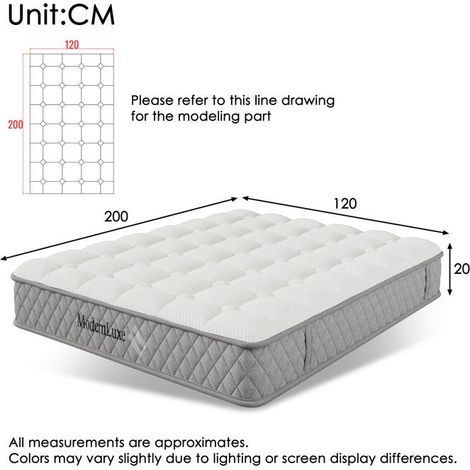 Matelas Orthopédique - 120x200 cm - Ressorts Ensachés 7 Zones - Fermeté H3 - OEKO-TEX® (1/5)