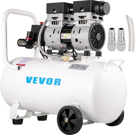 VEVOR Compressore Silenzioso 750W, Compressore d'Aria Oil-free 50 L, Pressione 8 Bar, Compressore d'Aria Silenzioso 220V, Compressore Aria Portatile, Rumorosità: 68 dB, per Esigenze di Gonfiaggio (1/5)