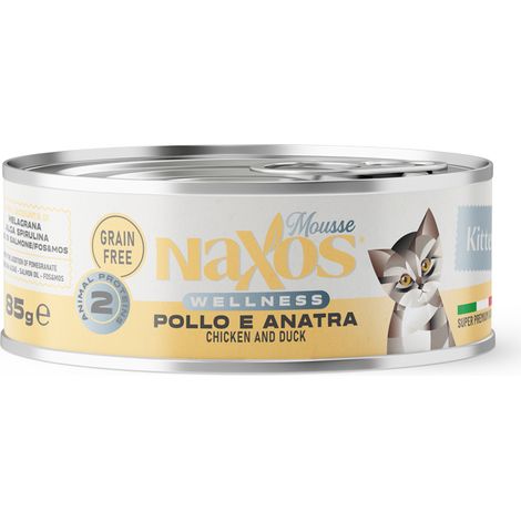 NAXOS CAT Katzenfutter für Kätzchen, Dose mit Hühnchen- und Entengeschmack, 85 g