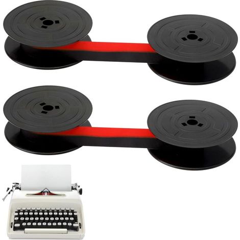 2 Pièces Rubans pour Machine à Écrire,10M Ruban de Machine a Écrire Double Rouleau pour GR1 Ruban Machine a Ecrire en Nylon (Rouge + noir) (1/5)