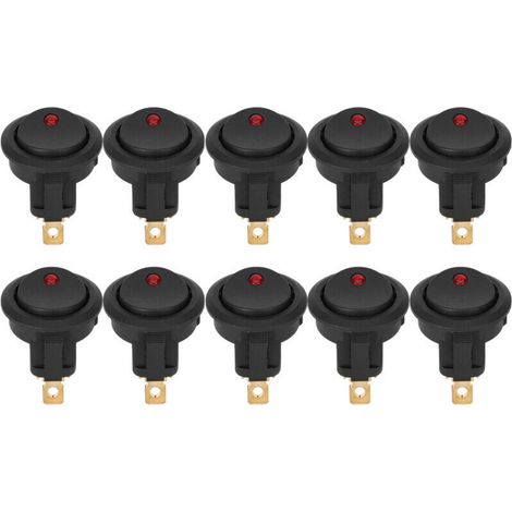 Interrupteur à Bascule Rond Lumière Rouge, 3 Broches, DC 12 V 20 A, pour les Conceptions D'éclairage, Résistance à la Corrosion et à la Chaleur, avec Bornier argenté pour une (1/4)