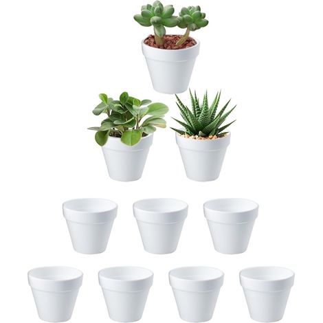 Lot de 10 mini pots de fleurs, blancs, anti-céramique, en plastique incassable, pour plantes d'intérieur et d'extérieur, cactus succulentes, plantes d'intérieur, 6 x 7 cm (1/5)