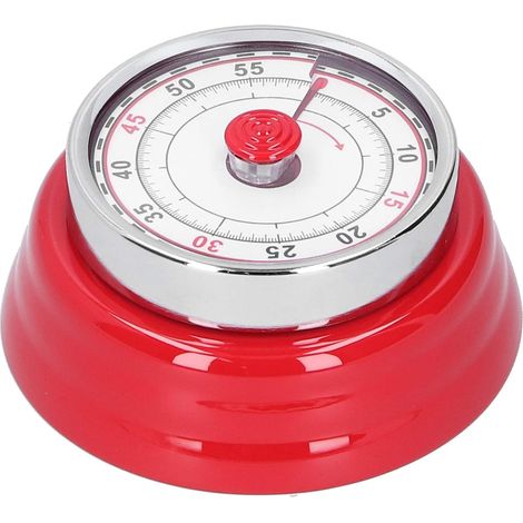 Réveil de Cuisine rétro, minuterie de Cuisine numérique mécanique, se Fixe magnétiquement au réfrigérateur, réveil analogique à Court Terme pour la Cuisine, la Cuisine, la pâtisserie(Rouge) (1/5)