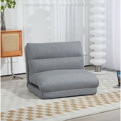 Sillón de suelo plegable, respaldo 6 posiciones, función cama, 70 x 41 x 56 cm, gris HAVRYA (1/5)