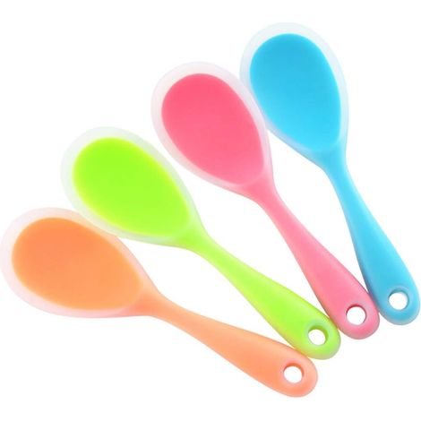 Lot de 4 cuillère, antiadhésif, silicone alimentaire, résistance 240°C, ustensile cuisine, service riz (1/5)