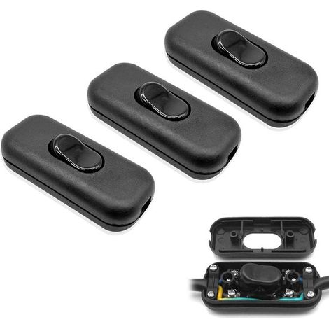Lot de 4 interrupteurs à cordon 250 V/2 A, interrupteurs marche/arrêt pour lampes, économiseurs d'énergie, petits interrupteurs de lampe, noir (1/5)