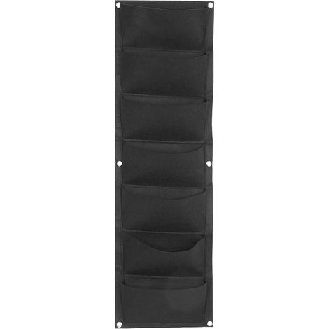 Sac de plantation noir 7 poches, jardinière suspendue verticale pour mur, balcon et plantes fleuries. (1/5)
