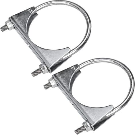 2 abrazaderas para tubo de escape, abrazadera en U de 89 mm, abrazaderas universales para tubos de escape, montaje de antena, abrazadera para manguera - Crezuo