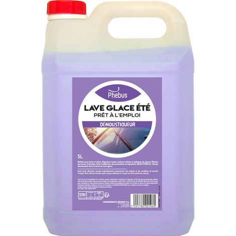 Lave-glace été démoustiqueur 5L – Élimine traces de graisse et insectes – Formule résistante au gel jusqu'à -20°C – Unil Opal