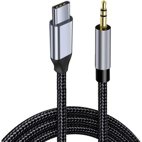 Cable USB C a Jack 3.5 mm AUX 1.5 M Negro