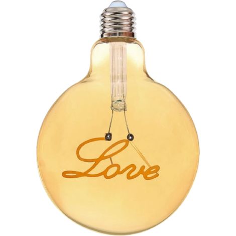 Lampadina globo a LED attacco E27 stile vintage con scritte filamento luce calda scritta Love Luce calda 2500K