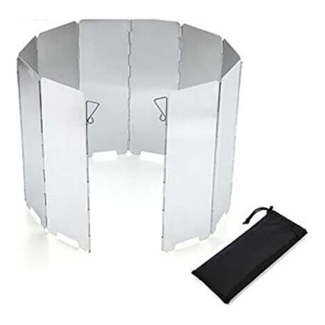 Pare-brise de Camping, Pare-Vent Pliab Aluminium, 10 Plaques Pare-Vent Pliab, Ultra Iéger Portab Cuisinière pour Rechaud de Camping, Pique-Nique Cuisinière à Gaz etc(Argent) (1/5)