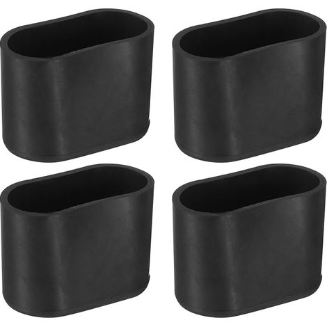 4 x Oval Plastic Furniture Foot End Caps 42 x 23 mm Black (1/5)