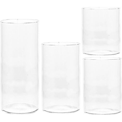 Lot de 4 couvercles de bougies en verre, porte-bougies en verre, abat-jour coupe-vent, cylindre de bougie en verre (1/2)