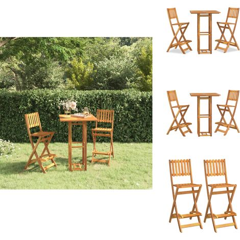 3-tlg. Gartenbar-Set Massivholz Akazie - Gartenbar Set - Holz Gartenmöbel - Akazienholzmöbel - Outdoor Möbel - Esszimmergarnitur