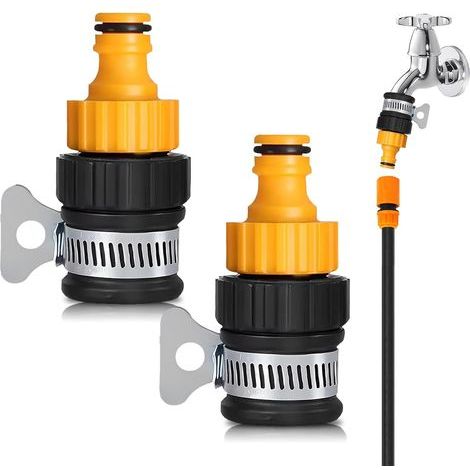 Connecteur de tuyau de robinet universel de 2 pièces, adaptateur de tuyau ABS 12-16mm avec col en acier inoxydable réglable pour cuisine jardin salle de bains intérieure et extérieure (1/5)