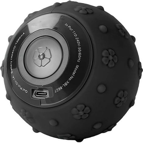 Balle de massage vibrante rechargeable - Rouleau de massage haute intensité pour la salle de sport et le yoga, pour la récupération musculaire et le soulagement des tissus profonds (noir) (1/5)