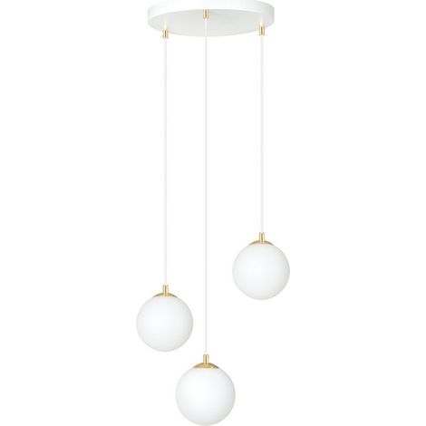 Lampada a Sospensione Royal, Acciaio verniciato a polvere, Vetro, Bianco, Oro, 40x100x40 cm (1/5)