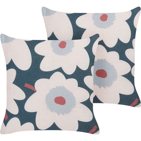 Conjunto de 2 cojines multicolor 45 x 45 cm poliéster fundas cremallera Sesbania (1/5)