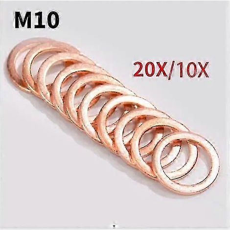20x M10 10mm Joint banjo pour durite de frein et d'embrayage tressée de moto Rondelle d'écrasement en cuivre Accessoires et outils (10x) (1/4)