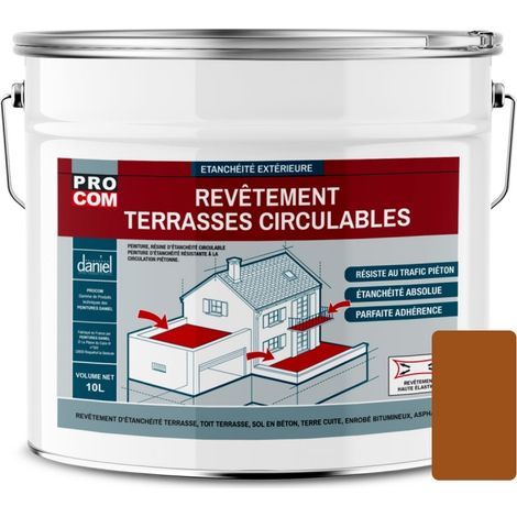 Procom – Peinture imperméabilisante pour terrasse et balcon – 10 litres – Résistante aux intempéries et micro-organismes – Application facile - 9B4F19