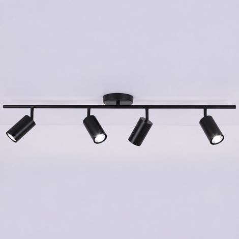 Plafonnier barre 4 spots orientables 360° 100 cm noir sans ampoule 4 noir 100cm 104 × 18 × 15 cm 2,3 kg – Livraison gratuite