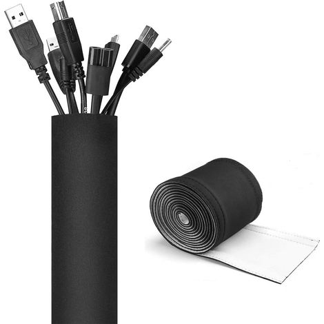 Cache-Câble Flexible, 330cm Allongé Rangement de Câble Cacher Les Fils Gaines, Organisateur et Protecteur pour Câbles Électriques, Sécurité Maximum Bureau Maison-Diamètre-3.8 cm (1/5)