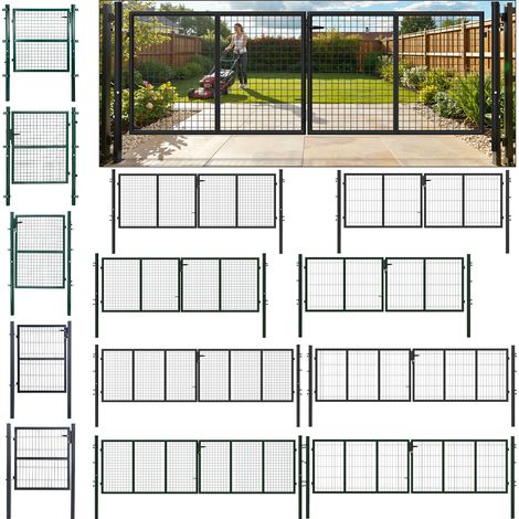 Jiubiaz Cancello da giardino in acciaio grigio con tubo tondo, 350x100 cm