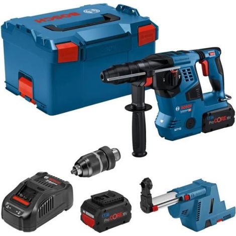 Perforateur Bosch Professional GBH 18V-28CF 3,3J avec dispositif d'aspi GDE 18V-16, 2 batt ProCore 8,0Ah, Chargeur, Llbox 061192 (1/5)