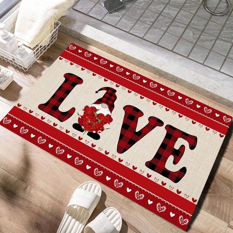 Tapis De Sol - Tapis D'Entrée Thème Saint-Valentin - Pour Intérieur Salon Chambre Cuisine Bureau - 60 x 90 cm - 1 Pièce (1/3)